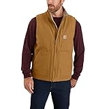 Carhartt Herren Loose Fit Washed Duck Sherpa-Lined Weste, Carhartt® Braun, L