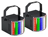 Showlite DL-8 USB-Razor Derby Partylight 2x Set - Kompakte Lichteffekte für Party, Bar und mobile DJs - Stromversorgung über USB-Netzteil - mit Mikrofon für Musiksteuerung - Kunststoffgehäuse