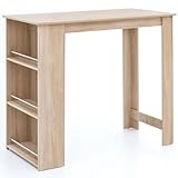 Wohnling Bartisch Sonoma 120x107,5x60 cm Stehtisch Holz Küchenbartisch, Bartresen mit integriertem Regal, Bar-Bistrotisch, Party-Theke