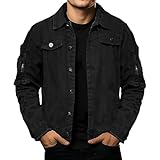 Generisch jeansjacke herren 3xl, collegejacke slim fit bequeme übergangsjacke mit Brusttasche und button down Denim jacke einfarbig Lässig sportjacke Atmungsaktives Leichter bomberjacke für alltag
