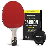 PRO SPIN Carbon Tischtennisschläger | 7-lagiges Schlägerblatt, Offensiv-Gummi, 2,0-mm-Polster, Hochwertige Schutzhülle | Verbessern Sie Ihr Spiel mit dem Elite Series Carbon