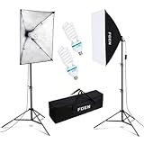 Softbox Fotostudio Set,FGen Fotolicht 2x50x70cm Beleuchtung für Fotostudios mit E27 Sockel 135W 5500K Fotolampe und 2M verstellbare Lichtstative für Studio-Porträts, Produktfotografie