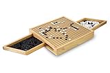 goki 56916 Go Brettspiel mit Ausziehfächern, 30 x 30 x 4,4 cm, Holz, 361 Spielsteine, Strategiespiel Denkspiel ab 6 Jahren, Gesellschaftsspiel