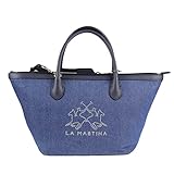 La Martina - Zweifarbiger Shopper aus Canvas, Marineblau, Woman