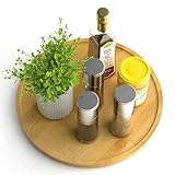 Homerays Bambus Drehteller Organizer Lazy Susan, Drehteller Küchen Organizer-30cm, Anti-Rutsch-Gewürzregal Drehbar für Küche Speisekammer Schrank Tisch Arbeitsplatte, Bambus