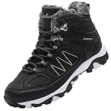 ASHION Damen Winterstiefel Winterschuhe Stiefel Stiefeletten Gefütterte Schneestiefel Wandern Boots Draussen 36-42,Schwarz Weiß 39 EU