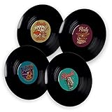 itenga 40x Bierdeckel Untersetzer Schallplatten Design Retro Tischdeko - Getränkeuntersetzer Schallplatte Vinyl Bierdeckel aus Pappe
