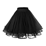 Damen Petticoat Reifrock Underskirt für 1950er Rockabilly A-Linie Kleid Tutu Rock Petticoat für Wedding Bridal (Schwarz, Einheitsgröße)