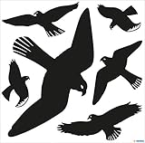 HERMA 5999 Warnvögel Vogel Aufkleber Set für Fensterscheiben groß, 6 Stück, 30 x 30 cm, selbstklebend, ablösbar und wiederverwendbar, Vogelschutz für Fenster aus wetterfester Hart-Folie, schwarz