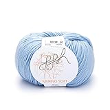 ggh Merino Soft - 100% Schurwolle (Merinowolle - Superwash) - 50g Wolle zum Stricken oder Häkeln/Farbe 035 - Hellblau