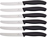 Victorinox 6 Stück Tafelmesser Brotzeitmesser Swiss Classic (Schwarz, One Size)