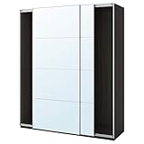 PAX Kleiderschrank mit Schiebetüren 200x66x236,4 cm schwarz-braun/Auli Spiegelglas