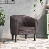 Hommdiy Clubsessel Braun Sessel mit gepolstertem Sitz Armlehnen Cocktailsessel mit Holzgestell Kunstleder
