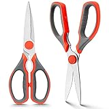 WELLSTAR Küchenschere Multifunktionale Fleisch- und Gemüseschere für den Haushalt Spezielle Hühnerknochenschere, 2 Stück Rot