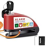 Anykuu Bremsscheibenschloss Motorradschloss Alarm 110 dB Laute Scheibenschloss Motorradschloss 7mm Pushdown mit 1.5m Erinnerungskabel und Schlosstasche Für Motorrad Fahrrad