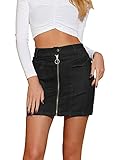Allegra K Damen Hohe Taille Reißverschluss Jeans Minirock Rock Dunkel XL
