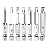 sourcing map T10-T40 Stern 5 Punkt Torx Schraubendreher Bit Set mit Löch 1/4 Zoll Sechskantschaft 50mm Lang Magnetisch Bitsatz für Elektroschrauber Akkuschrauber Werkzeug Reparatur