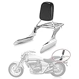 Rückenlehne Sissy Bar Mit Gepäckträger Rückenlehne Pad für Beifahrer Rückenkissen Pad, für Shadow VT 600 VLX 600 1999-2008(Größe des Montagelochs: 7,9 Zoll/22 cm)