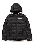 Champion Unisex-Kinder und Jugendliche Outdoor-Small Script Logo Jacke, Schwarz/Pfirsich, 15-16 Jahre