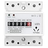 YJYUIU DDS75 Mechanischer Zähler, Hutschienenzähler, Einphasenzähler 2-adrig 4P, 220V/230V 10(100A), 50/60Hz