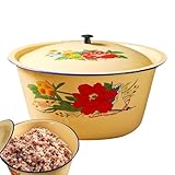 Vintage-Emaille-Schüssel, klassische Emaille-Suppenwaschbecken, antike Küchenschüssel, dekorative Emaille-Suppenschale, Salat-Servierschale im Retro-Design, glasiertes Suppenwaschbecken hart