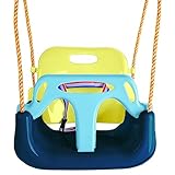 KRUMAD Kinderschaukel Indoor & Outdoor, 3-in-1 Baby Schaukel, Verstellbare Seile 110-210 cm, Belastbar bis 60 kg, Babyschaukel mit Sicherheitsgurt, Kleinkind Schaukel, Blau-, Limetten- & Minttöne