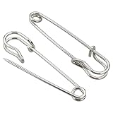 DNDGDLUA 12 Stück Kilt Sicherheitsnadeln, Groß, 63 mm Rostfreier Stahl Heavy Duty Sicherheitsnadel, Starke Sicherheitsnadeln für Decken, Strickzeug, Schmuck und Handarbeiten (Silber)