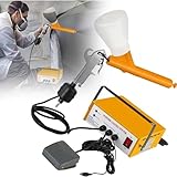 Elektrostatisches Pulverbeschichtungssystem, 5-Gang-Pulverbeschichtungspistole, Tragbares Tragbares Pulversprühgerät, Pulverbeschichtungsgerät Mit Fußschalter(Yellow)