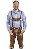 Herren Hopfen und Malz Trachtenlederhose Kniebundhose braun Trachten Lederhose Kniebund Leder Hose Hopfen und Malz (54, Hellbraun)