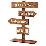 COLOFALLA Hochzeit Deko Hochzeit Schild auf Französisch Hochzeit Foto Requistiten Hochzeit Holz Deko Hochzeit Tischdeko