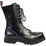 Alpha Rangers 10-loch Boot, Ranger Festival Army Gothic, Leder Springerstiefel, Schwarz 5011, UK 12 / EU 46