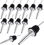 pangutheos 12 Stück Flaschenausgießer, Edelstahl Ausgießer für Spirituosen, Öl, Wein, Kaffee, Sirup & Olivenöl, 16-20 mm Flaschenmund, Wiederverwendbar, Silber