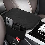 frani Auto-Mittelkonsolen-Abdeckung, Leder-Armlehnenbezug mit 2 Aufbewahrungstaschen, Universal-Armlehnenbezug, Auto-Innenzubehör, Schutz für die meisten Fahrzeuge, Schwarz