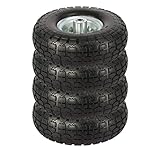 Yaheetech 4 Stück PU Rad ØxB：255 x 80 mm, Schubkarrenreifen, Sackkarrenrad, Bollerwagen Ersatzrad, Vollgummiräder mit Metallfelge, 16mm Achse Reifen, pannensicher & verschleißfest