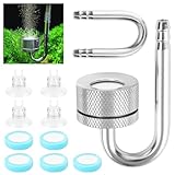 CO2 Diffusor Aquarium, Aquarium Zerstäuber, CO2 Diffusor mit Saugnäpfen und U-Pipe, Kohlendioxid Diffusor Glasrohr Aluminiumlegierung Aquarium Bubbler Zubehör für Aquarium Süßwasserfischpflanzen