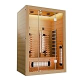 Artsauna Infrarotkabine Kiruna130 Premium mit Vollspektrum- & Flächenstrahler, 2 Person, 130x105x190 cm, LED Farblicht & Glastür, Infrarotsauna Sauna - Rückenstrahler dimmbar