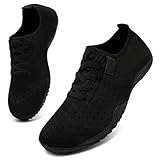 UNQWQZ Barfußschuhe Damen Barfuss Sneaker Weich Laufschuhe Sportschuhe Leicht Turnschuhe Atmungsaktives Walkingschuhe Obermaterial rutschfeste Gummisohle Schwarz 41