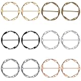 Larrel 12 Stück Damen Metall T Shirt Clip, Schal Ring Clip Runder Schnalle Seidenschal Ring Gürtelschnalle Damen Saum Knoten Hemd Krawattenklammer für Kleidung Kleid Hut Gürtel Schal DekorClip