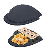 2 Stück Schieferplatten, Schieferplatte Servierplatte, Schiefertafel zum Beschriften, Steinplatte Schieferplatte 20x20 cm, für Sushi, Servierplatte für Käse, Tafelplatte für Lebensmitte, Tisch-Deko