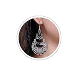 Aneneiceera Vintage Schwarze Edelstein Ohrringe Oval Schwarz Filigran Baumeln Ohrring Teardrop Onyx Ohrringe Retro Tribal Ohrringe Schmuck Für Frauen Und Mädchen (schwarz)
