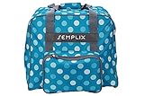 SEMPLIX Overlocktasche/Coverlocktasche Polka Dots, Groß, Stabil, für Transport/Aufbewahrung Aller gängiger Maschinen, Petrol/Türkis 44x38x33cm