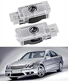 AutoQi Willkommenslicht für Mercedes C-Klasse W203 S203 CLK C208 C209 CLC203 LED Projektor Logo Einstiegsbeleuchtung Laser Türlicht, 2 Stk (Stern + Schriftzug)