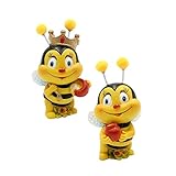 Dekohelden24 Dekofigur Bienenpaar mit Honigtopf, 2er Set, Gartendeko, Polyresin, Größe: L/B/H ca. 5 x 5 x 9 cm