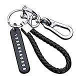 JNNJ Auto-Schlüsselanhänger, Leder geflochten Schlüsselanhänger, Auto Anti-Verlust Schlüsselbund Anhänger, Auto Schlüsselring Für Männer Und Frauen(Silber/Schwarz)