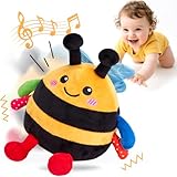 hahaland Baby Spielzeug 6 7 8 9 10 12 Monate,Biene Kuscheltier, Musikalische Spielzeuge ab 1 2 Jahr Mädchen Jungen,Krabbelspielzeug Tummy Time Toy, Neugeborenes Geschenk