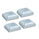 Lokatall Zaunpfostenkappen, 102x102mm Metallzaun quadratische Abdeckung Fit 4"×4" Pfosten Verzinkter Stahl Dekorative Kappen für Tore Handlauf Geländer Verkehrsabsperrung Säulen, 4 Pack, Silber