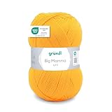 Gründl Wolle Big Mamma uni - XXL Wolle zum Stricken - Strickgarn - Weich und hautfreundlich - 100 % Polyacryl - 1 Knäuel 400 g / 1040 m - Nadelstärke 3,5- 4,5 - curry gelb