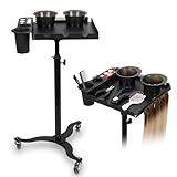 Mobiler Friseurwagen, Salon Trolley mit 2 magnetischen Schüsseln, Fönhalterung, hitzebeständig, Kammlineal für Extensions Aller Art, ideal für Friseure und Schönheitssalons und Coloristen