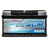 Electronicx Agm Autobatterie 95ah 12v - Wartungsfreie, Auslaufsichere Starterbatterie Für Start-stopp Fahrzeuge - Schnellladefähig Und Langlebig - 12v Agm Batterie Für Autos Und Transporter