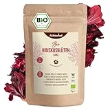 Hibiskusblüten Bio ganz getrocknet 250g | leicht säuerlich-fruchtiger Geschmack | in Bio-Qualität | süß-aromatischer Hibiskustee | ideal für Salate, Desserts, Kuchen, Joguhrts | vom Achterhof